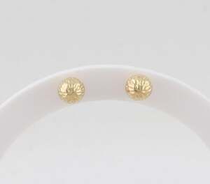 14k Yellow Gold 6.5mm Diamond Cut Textured Ball Bead Earrings Studs 1/4"
